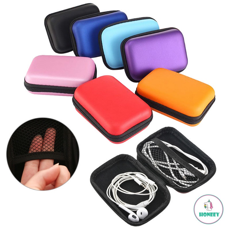 Tas Penyimpanan Earphone / Kabel USB / Headphone / Memory Card Mini Portable Dengan Resleting