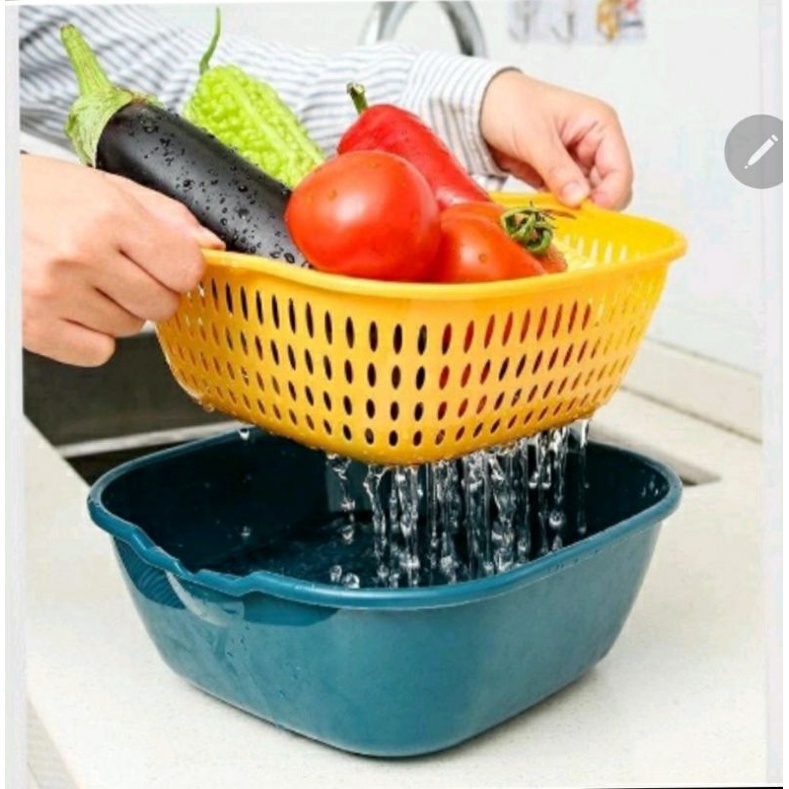 Keranjang Cuci Sayur dan Buah double layer