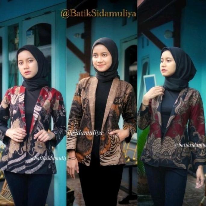 Blazer Batik Kekinian - Blazer Batik Kerja Wanita Terbaru