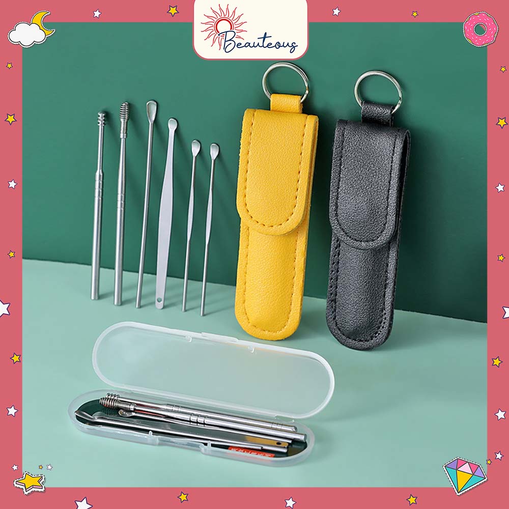 Pembersih Telinga Korek Kuping Stainless Set Free Kotak