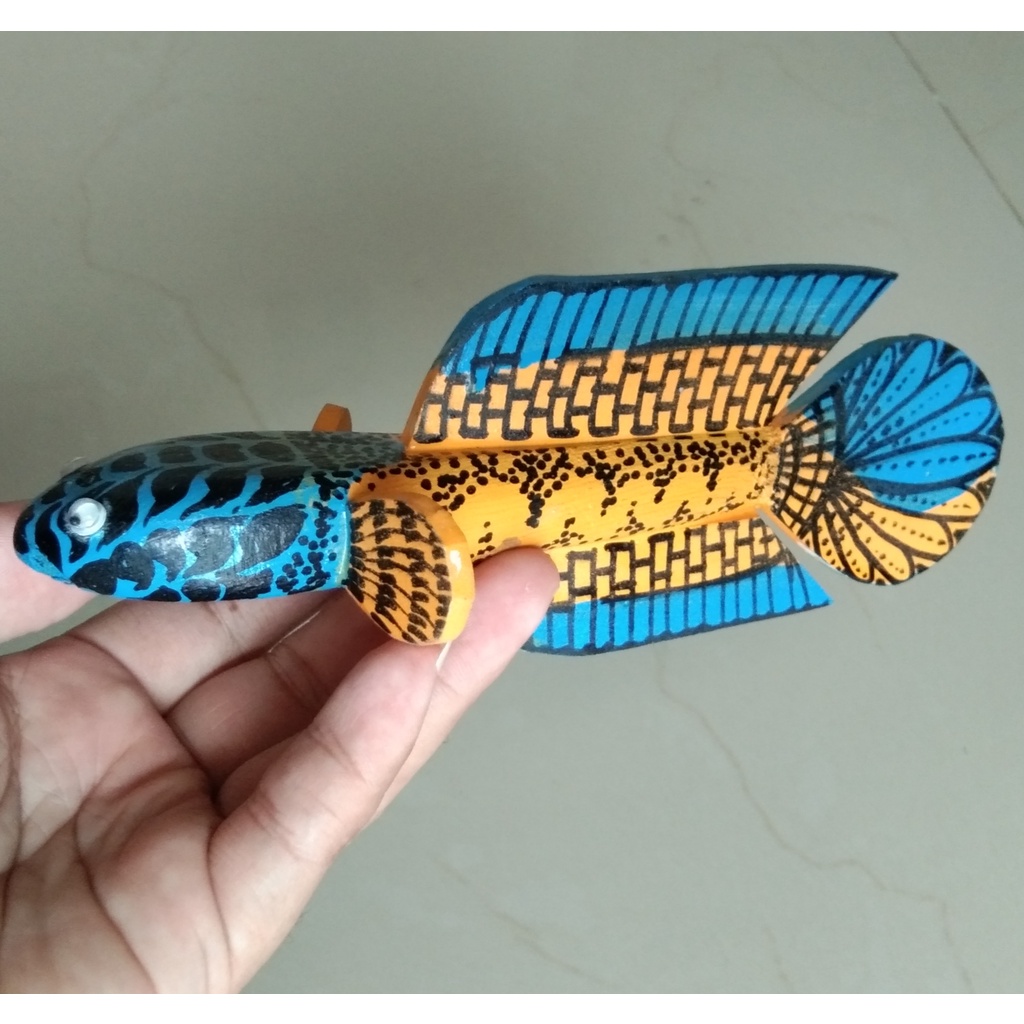 Patung Replika ikan channa Jumbu uk 18-20cm / Patung ikan Channa Untuk Melatih Mental Semakin Agresif