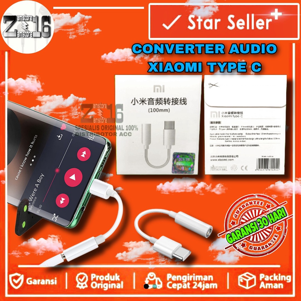 [ ASLI ] Xiaomi Converter Audio Dongle Mi konverter Type C Jack 3.5mm to C Original 100% for earphon