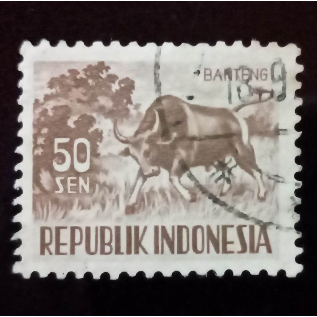 Perangko Indonesia 50 Sen Tahun 1956 Banteng