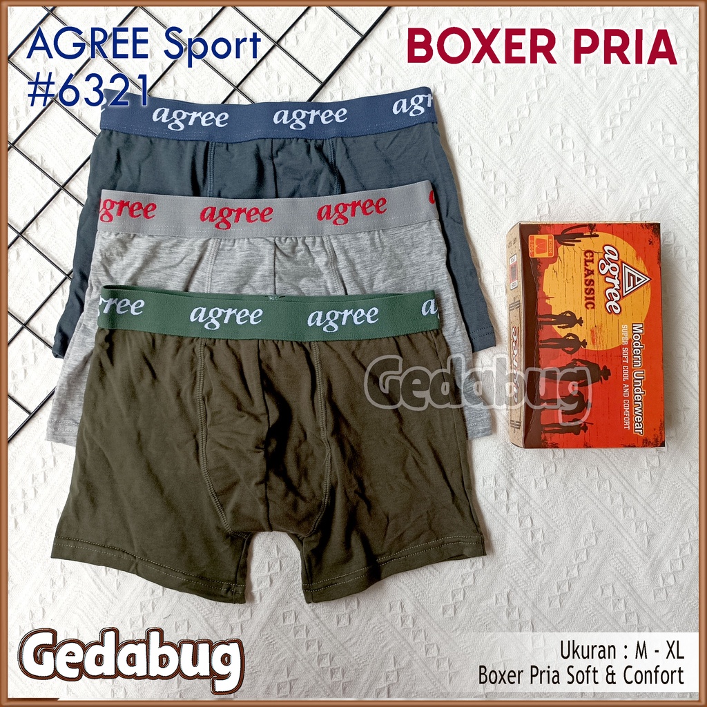 Boxer Agree 6321 | Celana dalam pria Agree Sport Super Soft &amp; Comfort | Gedabug