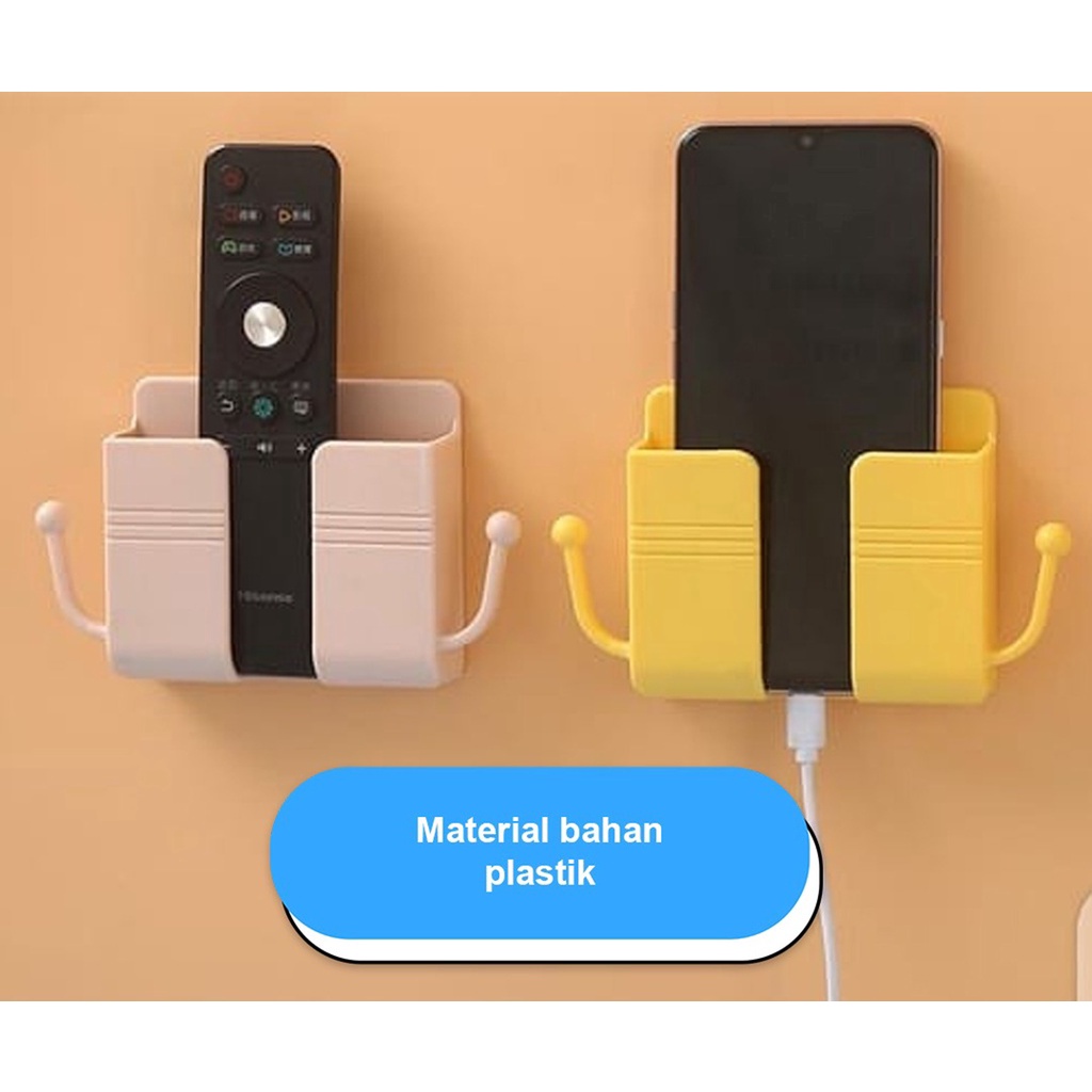 Holder Tempel Dinding Gantungan 2 Kait Rak Gantung Tempat Charger Hp Remote TV AC Multifungsi Penyangga Tembok Makassar