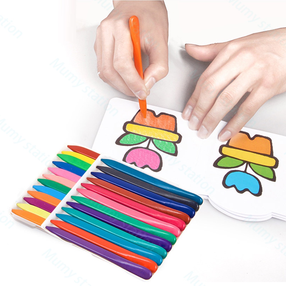 Mumystation Plastic Crayon Lab Non Toxic Crayon Triangular Crayon Lab Triangle Crayon Plastik Anti Kotor