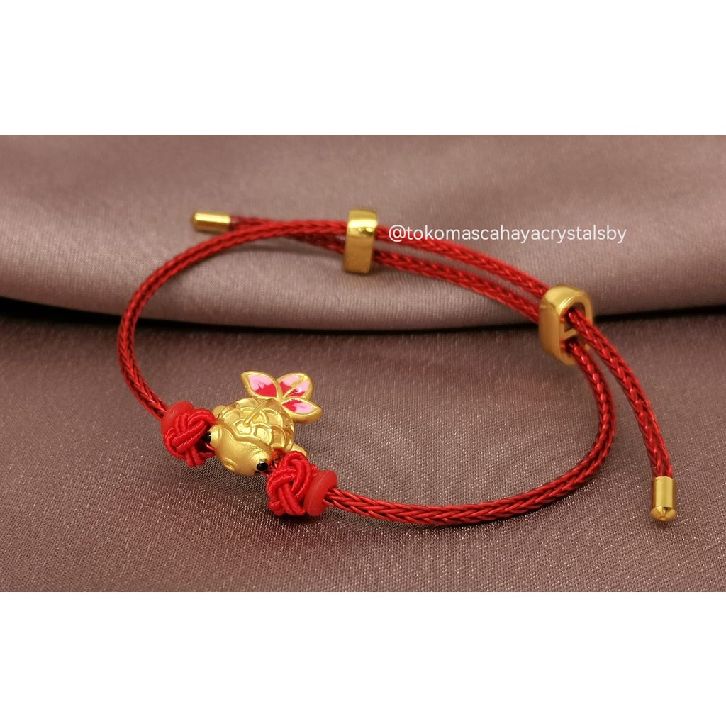 Charm Ikan Koi Merah Besar 24k HK Hongkong 999.9% 999 &amp; Gelang Serut