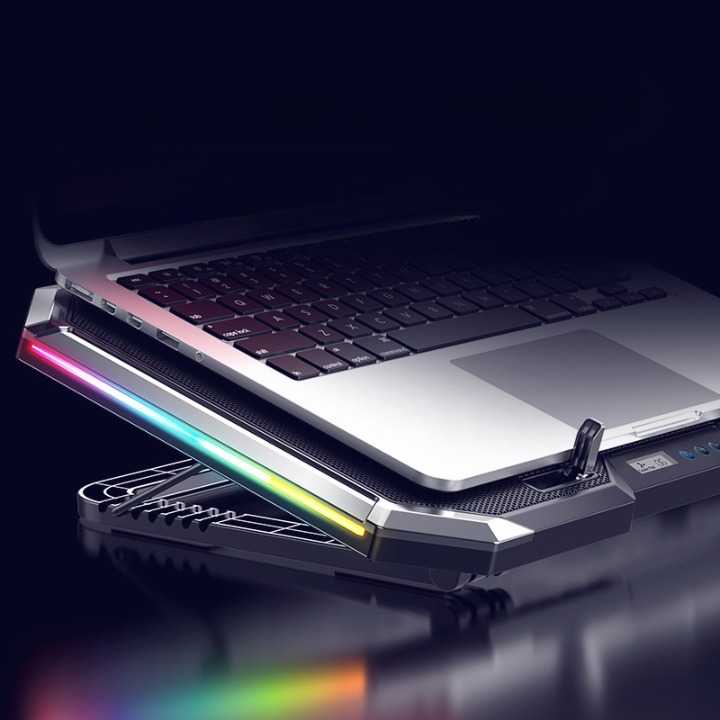 Coolingpad Gaming 6 Fan with RGB 16inch - Gaming Cooling Pad Laptop LED RGB Light 6 Fan - Pendingin Laptop Trendy - Coolingfan Gaming