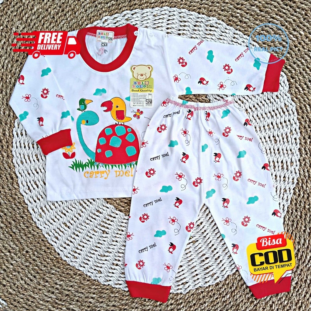 Setelan Baju Bayi Panjang 3 - 12 Bulan merk SNI BOLO - BOLO motif Kura - Kura