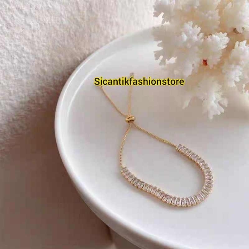 Gelang Serut Full Permata Fashion Wanita Terlaris Terbaru Style Wanita Korea Kekinian Mewah