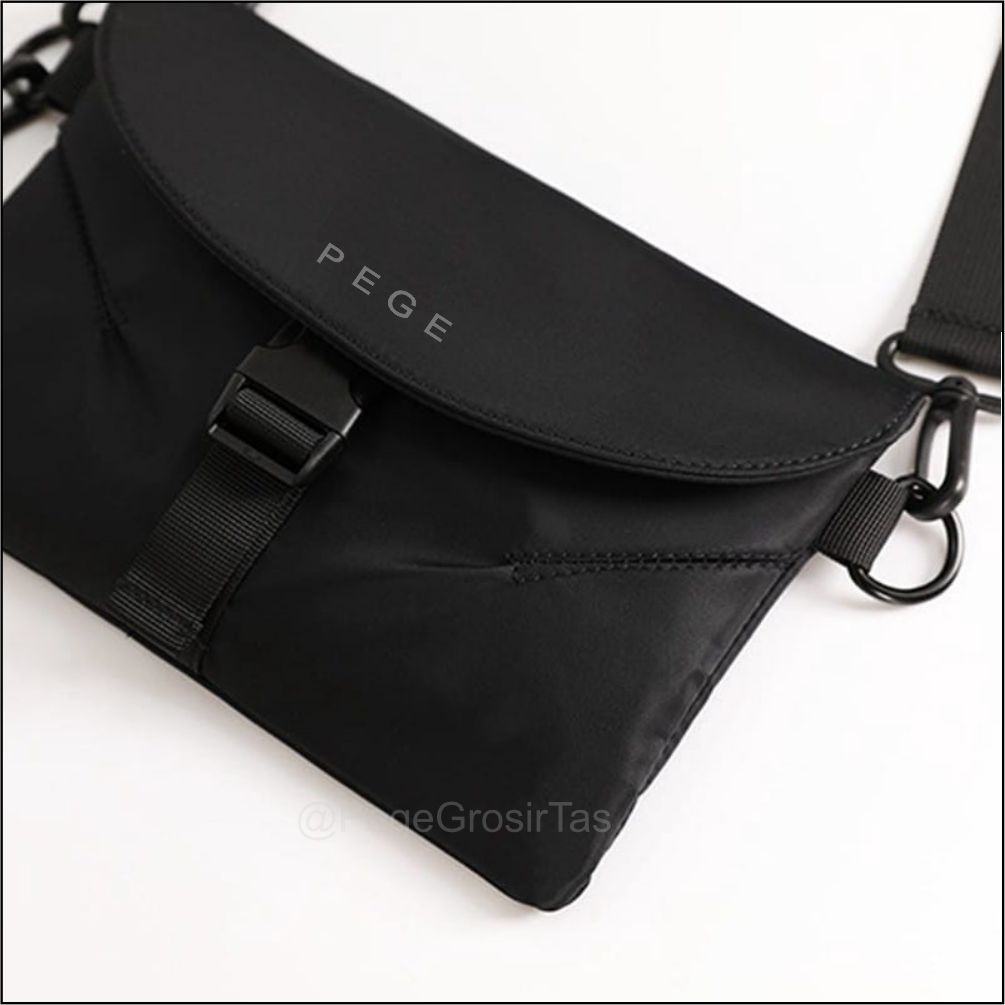 NUZ - Tas Selempang Bahu Polos Pria Slingbag Bahu Korea Style Bisa Digunakan Sebagai Pouch Clutch - PG 8847