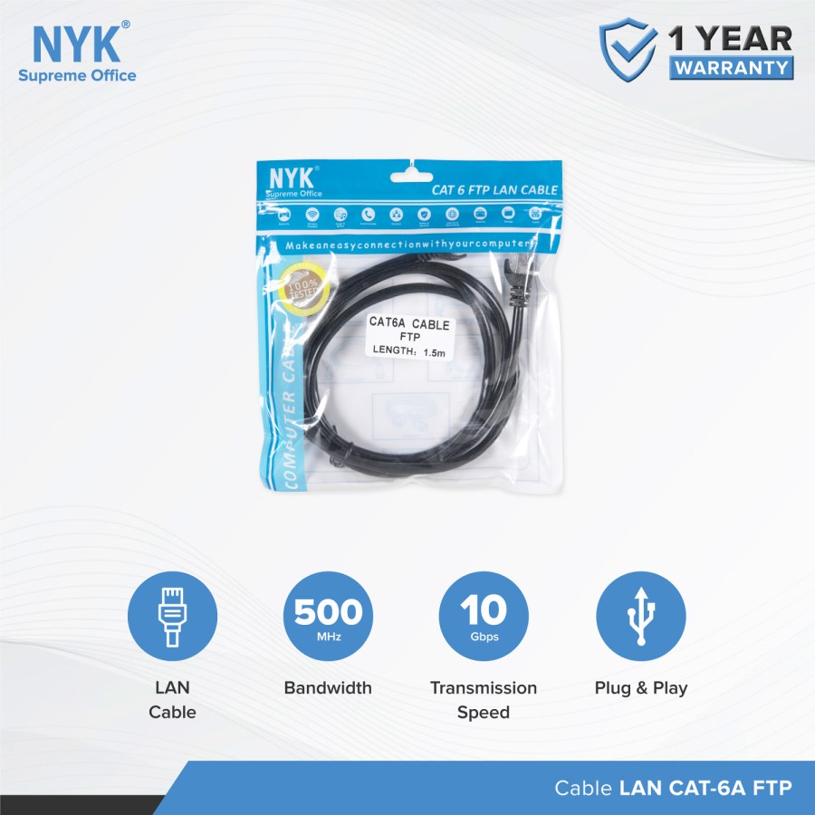 NYK Kabel Cat 6A Lan Outdoor Ftp Cat 6A terpasang Rj45 Plat Besi Garansi 1tahun