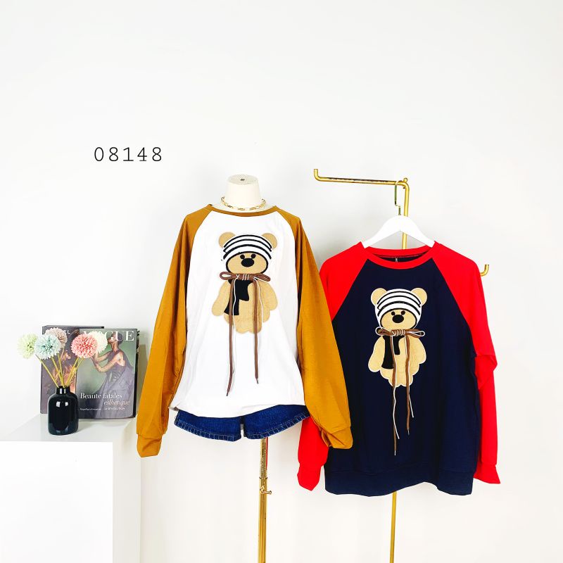 SWEATER KAOS WANITA ZOMOVE 3D BEAR BANGKOK PREMIUM KAOS PANJANG WANITA TONE COLOR LENGAN PREMIUM BKK