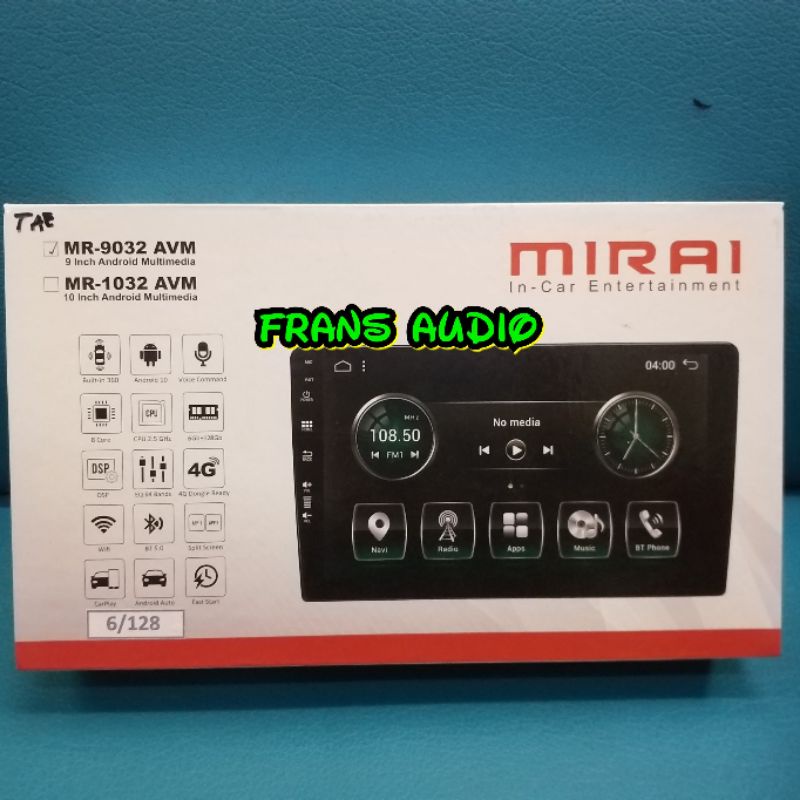 Mirai MR 9032AVM MR9032AVM head unit tape mobil Android 9032 AVM 9 inch