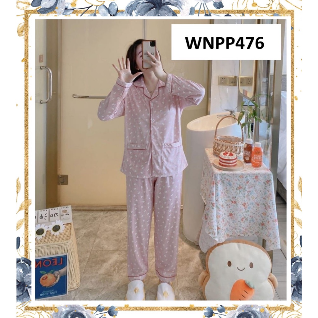 Piyama Wanita Baju Tidur Wanita Kancing Depan Ribbon Pink