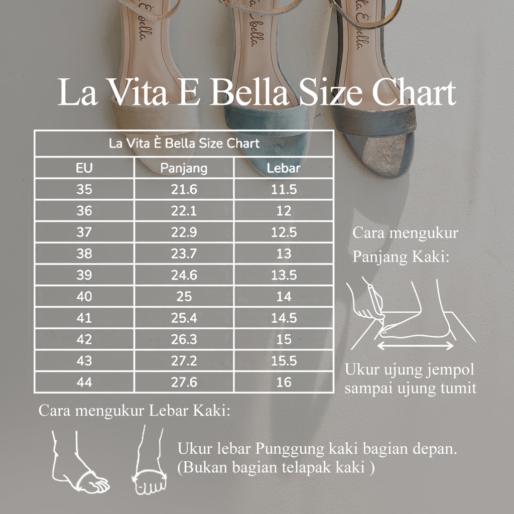 La Vita E Bella Sophia Block Heels Slingback Sepatu Hak Formal Wanita 5cm Hak Tahu - [LV8519]