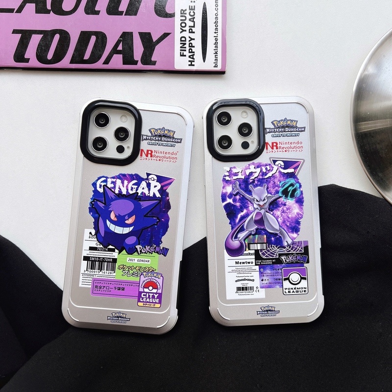 IPHONE Pokemon Geng Ghost Punya Mimpi Bingkai Lensa Plating Akrilik Casing Ponsel Tahan Guncangan Untuk Iphone12 11 13 Pro Max Perlindungan Kamera Bumper Bening Penutup Belakang