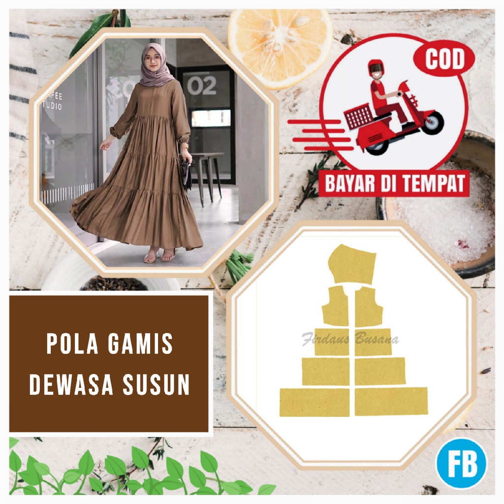 Pola Gamis Dewasa Susun Terbaru – Pola Baju Wanita Lengkap Firdaus Busana