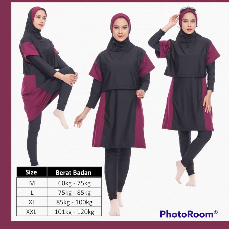 Baju Renang Wanita Muslimah Jumbo Dewasa Premium