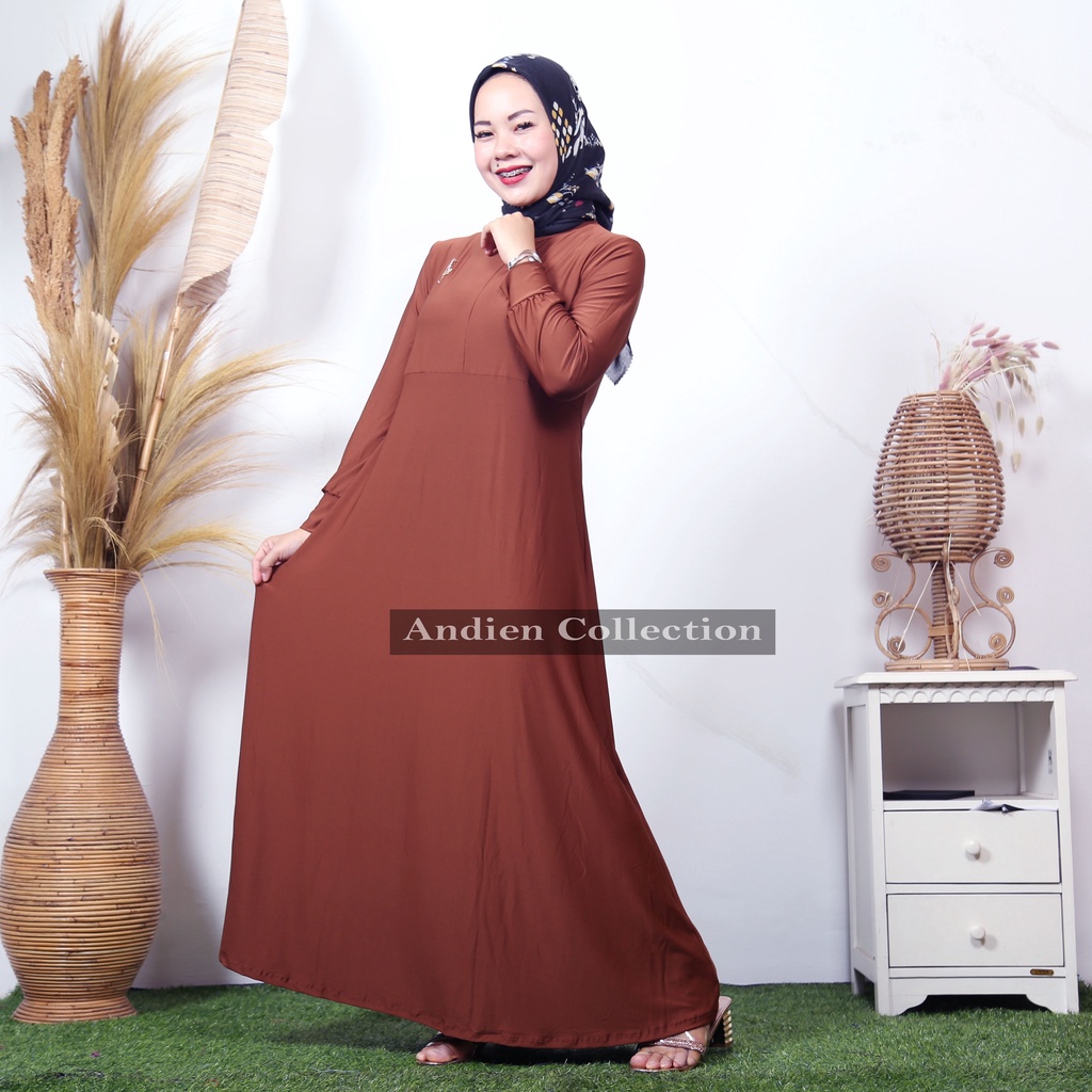 Gamis polos jersey- dress panjang- iner daleman wanita