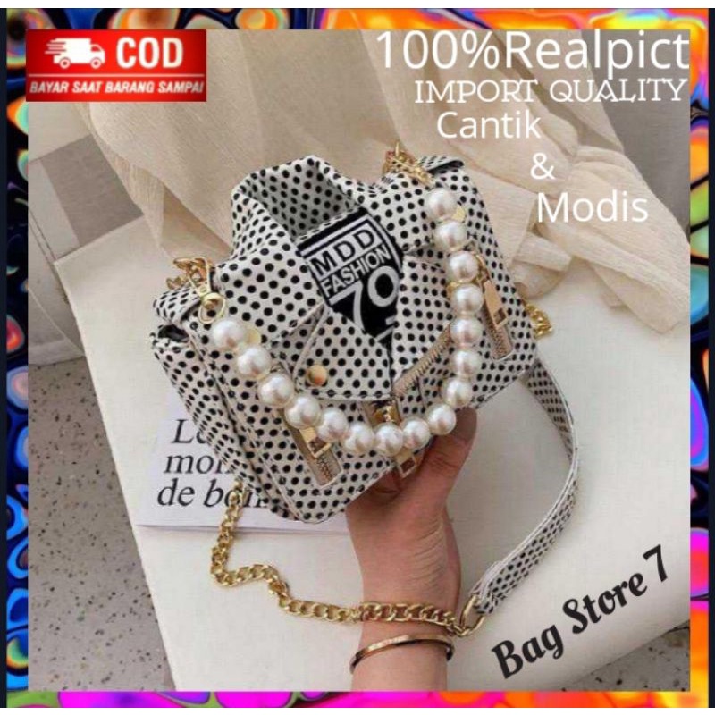 TAS SELEMPANG RANTAI DAN MUTIARA UNTUK CEWEK WANITA REMAJA IMPORT FASHION TERBARU IMUT KECE ELEGAN M