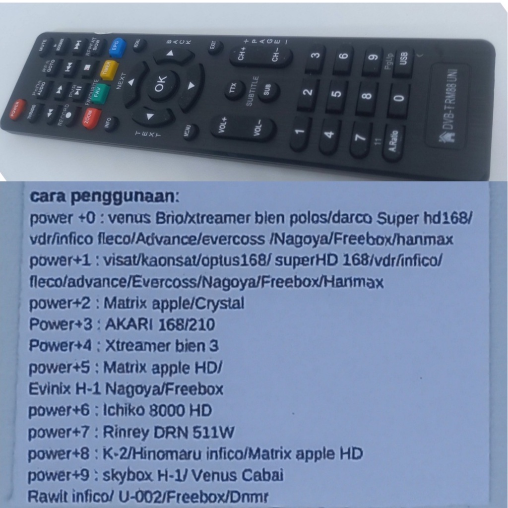 Remot untuk semua merek set top box Receiver tv digital Matrix apple HD/Evinix H-1/ Nagoya/freeboox