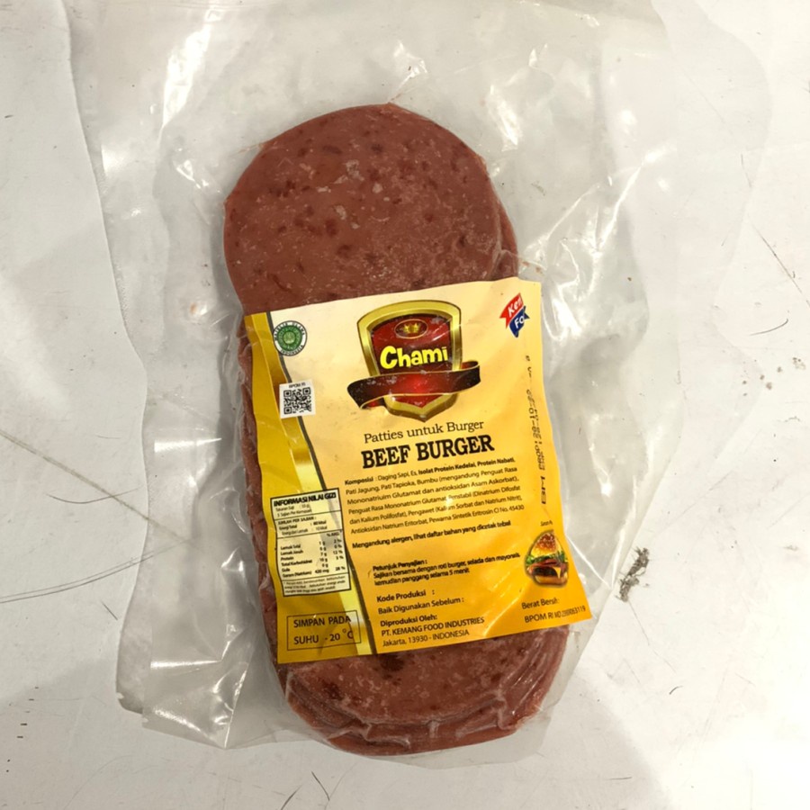 kemfood Chami Patties Beef Burger / Daging Burger Sapi (isi 11) 500 Gr