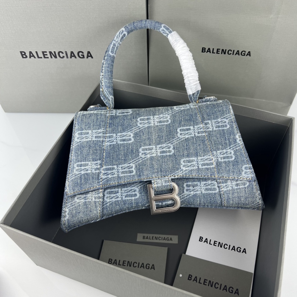 Cowhide denim printing portable messenger bag Balenciaga