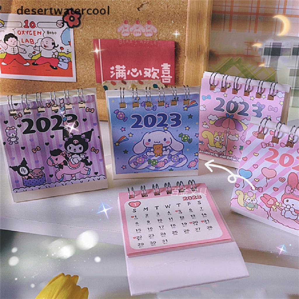 Deid 2023desk Mini Kalender Meja Kecil Anime Sanrioed Girl Heart Kalender Tahun Baru Lucu Martijn