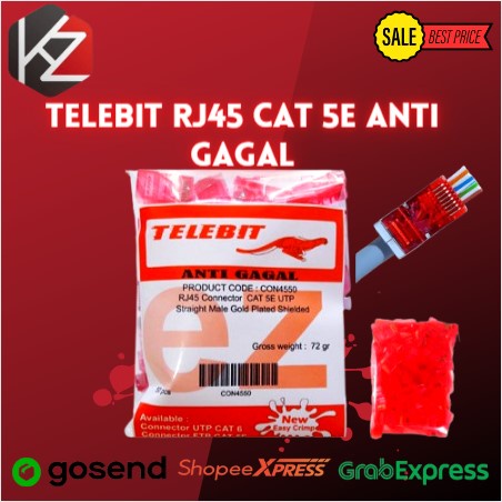 konektor rj45 cat5 anti gagal telebit