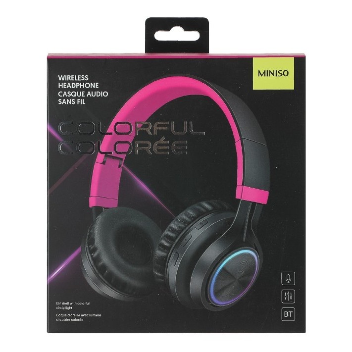 Headphone Bluetooth MINISO Colorfull light Dengan mic - Headset Wirele