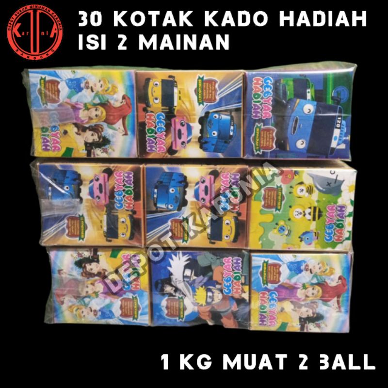 Kotak Kado Hadiah 1 Bal isi 50 Kotak isi 2 Mainan per Kado