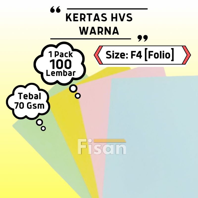 

100 Lembar Kertas HVS Warna F4 Folio