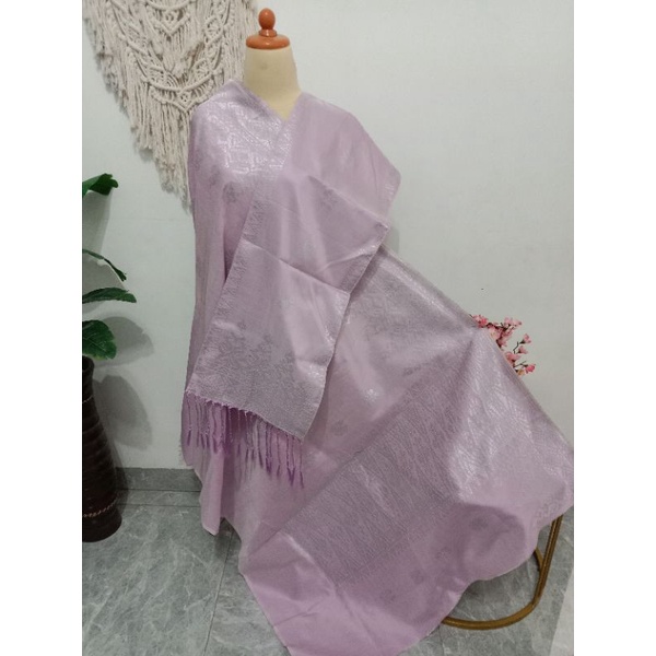 songket silungkang warna ungu lylac soft