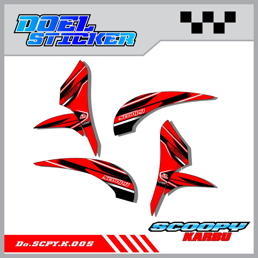 Sticker Striping Honda SCOOPY Karbu Tahun 2010-2013 List Variasi Hologram , Crome Doel 005