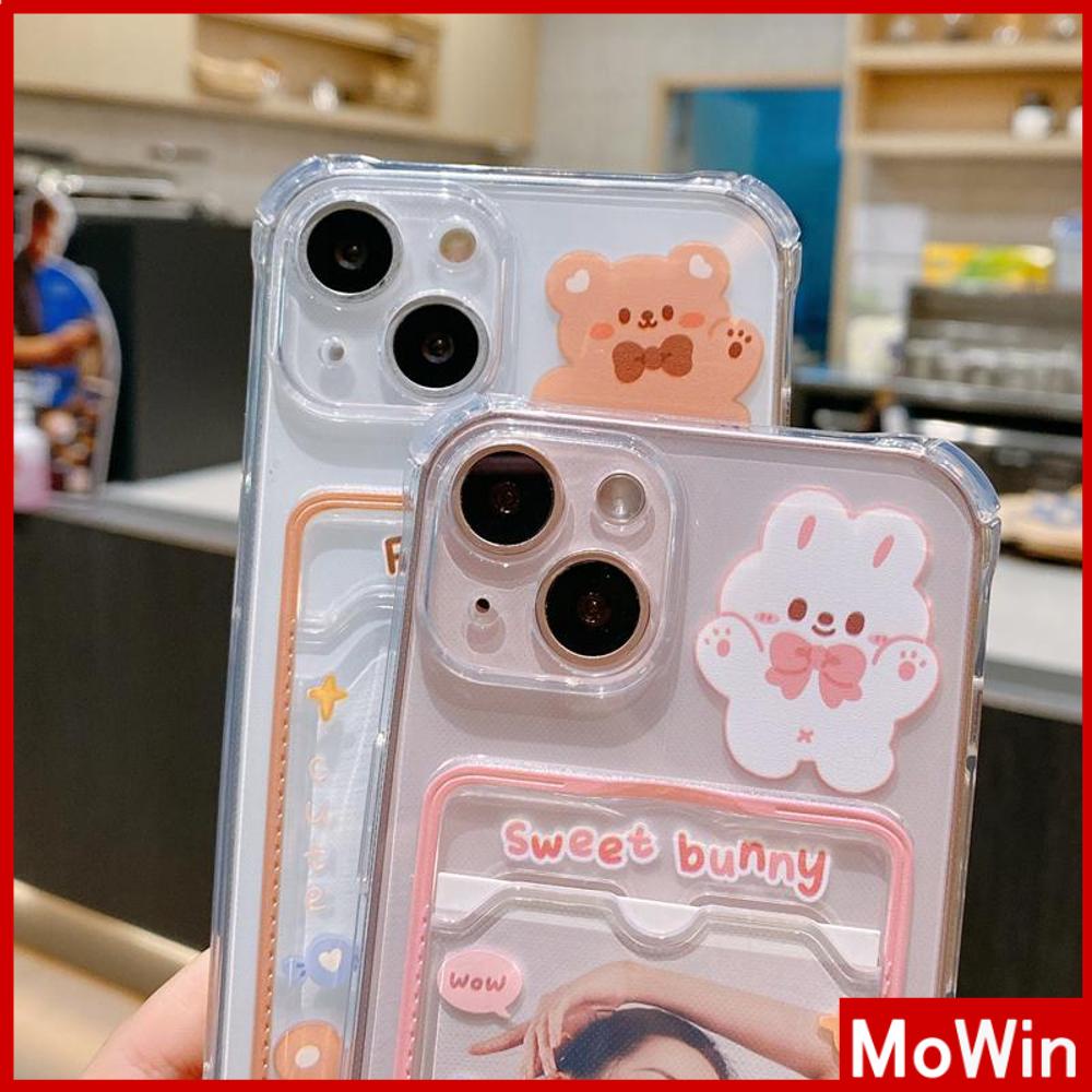 For iPhone 14 Pro Max iPhone Case Card Holder Card Storage Clear Case TPU Soft Case Shockproof Cover Camera Cute Bear Compatible with iPhone 11 12 13 Pro Max 7Plus XR XS MAX 7 8