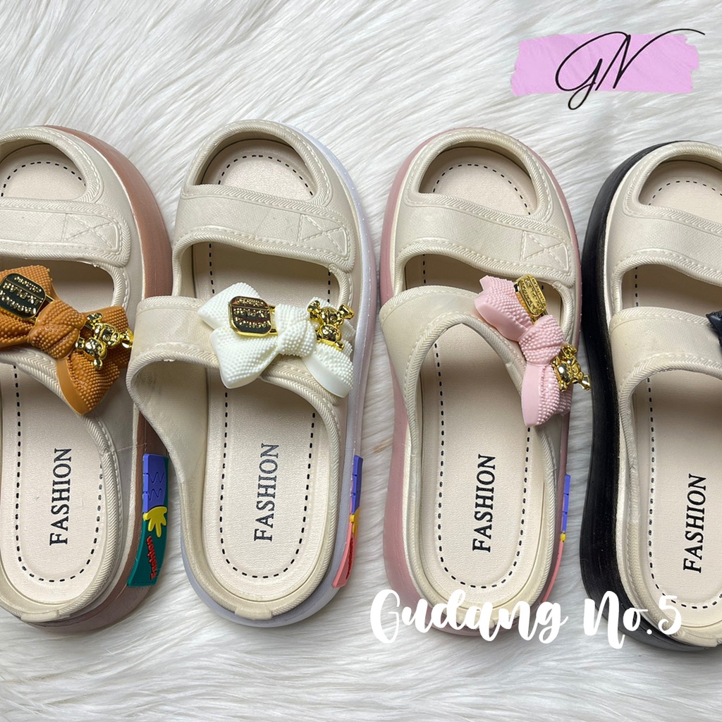 GN-029-2 Sandal Jelly Wanita Fashion Pita Tali Dua Model Terbaru Import PCU