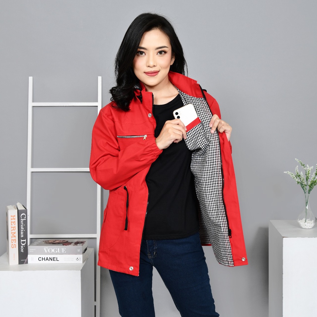 Jacket Wanita Korean Style Oversize Jumbo Baby Canvas Tebal Anti Angin Cocok Dimusim Dingin Ukuran M Sampai 4XL