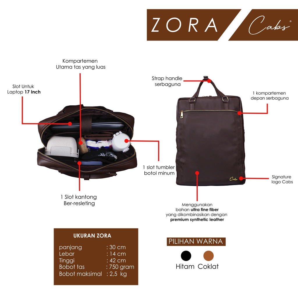 Cabs - Tas Ransel Tipe Zora Muat Laptop 17 Inch