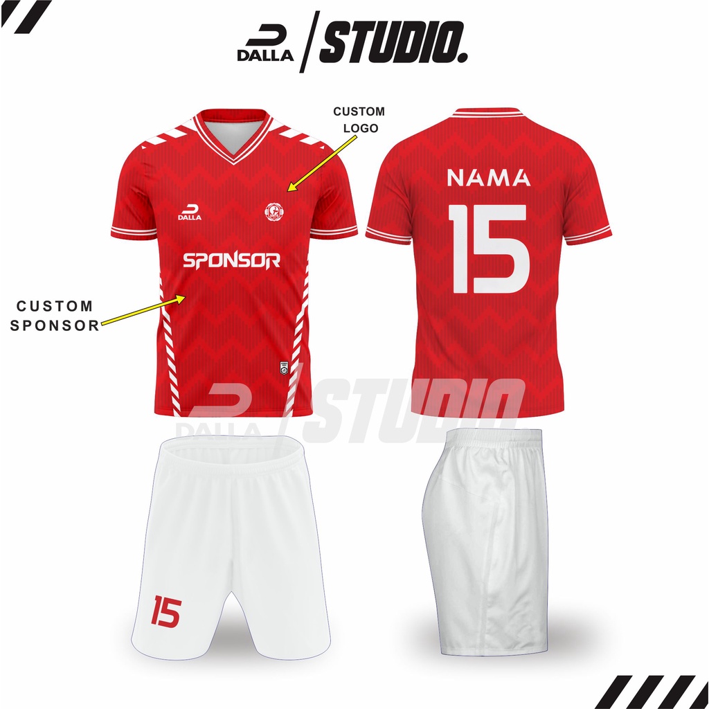 Jersey Merah Futsal Full Printing Jersey Sepakbola Full Printing Kaos Futsal Baju Futsal Baju Sepakb