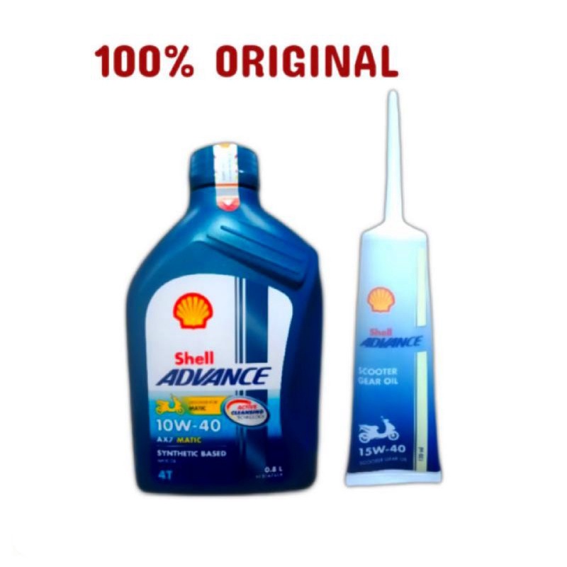 PAKET OLI SHELL ADVANCE AX7 MATIC 10-40  0.8L + OLI GEAR SHELL ,100% ORIGINAL FOR ALL MATIC