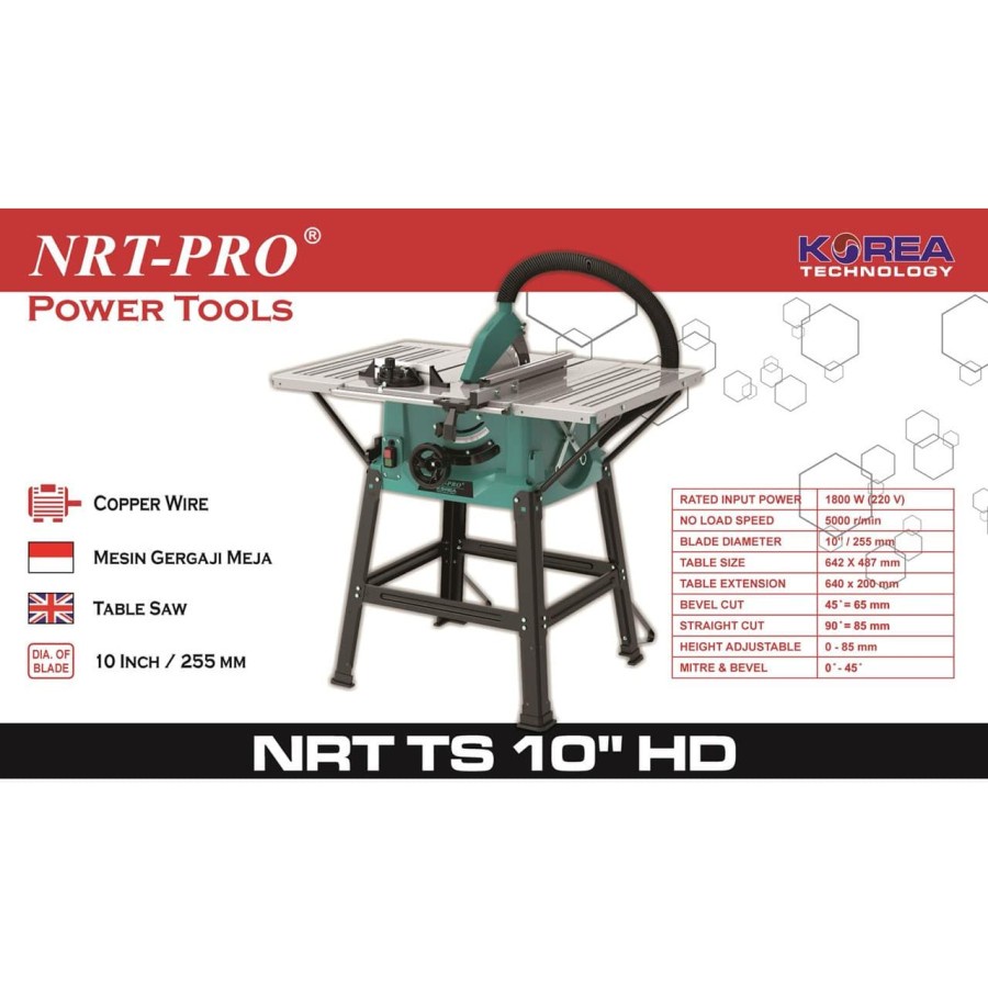 NRT-PRO TS 10 HD Mesin Table Saw 10 Inch - Gergaji Meja Potong Kayu