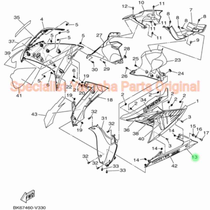 Cover Under Kiri R15 V3 Yamaha Asli YGP
