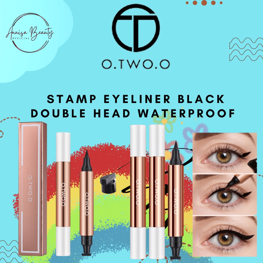 【100% ORIGINAL】[READY]O.TWO.O Stamp Eyeliner Black Double Head Waterproof Eyeliner Pencil Eye Makeup Tahan Air/Tahan Lama