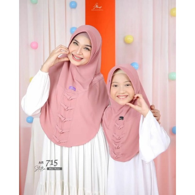 Hijab jilbab kerudung krudung bergo instan couple ArRafi AR 715 mom & kids hijab copel ibu & anak te