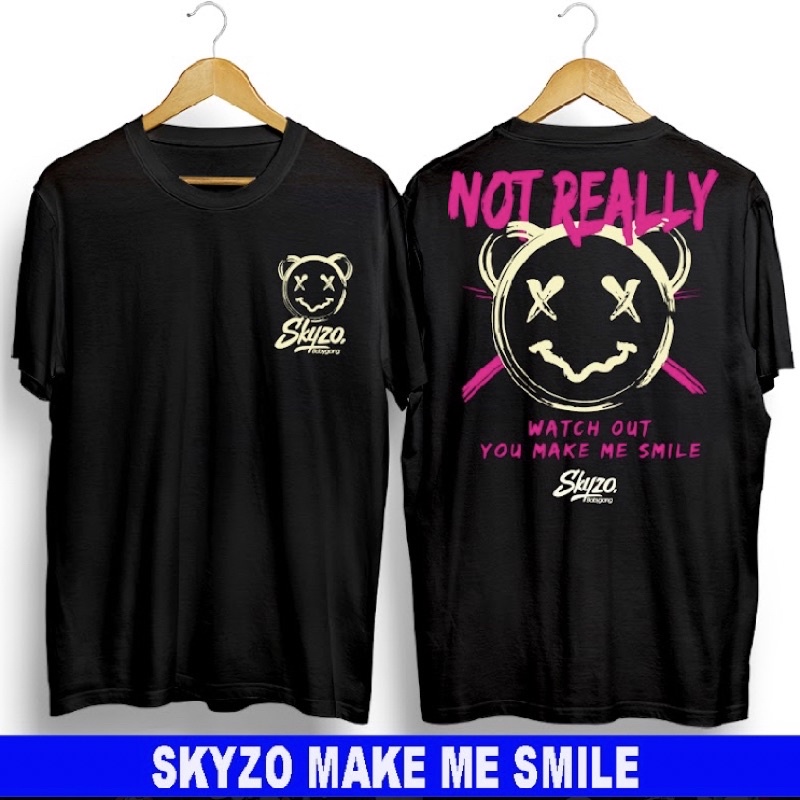 T-shirt Baju Skyzo Bg Make Me Smile Kaos distro terbaru Kaos Babygang Make Me Smile Kaos Pria / wani