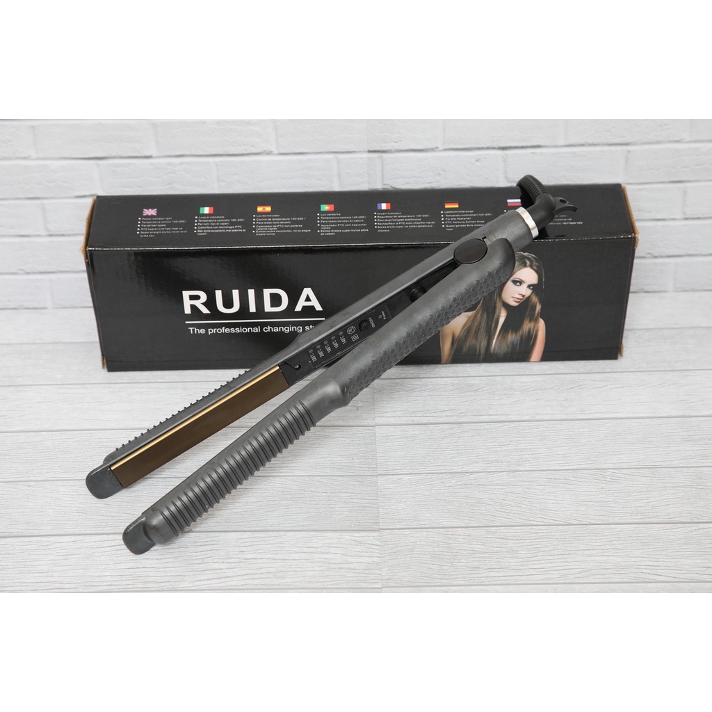 Catok 2in1 RUIDA Tourmaline Black curly lurus Catokan Pelurus Pengeriting rambut 2 in