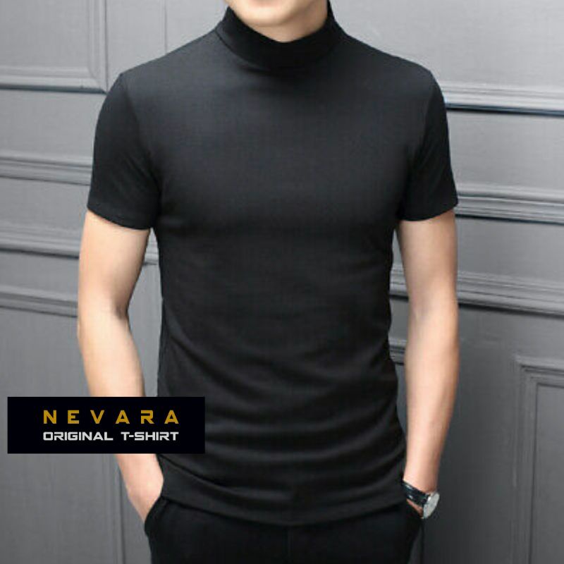 [NEVARA] KAOS TURTLENECK LENGAN PENDEK BLACK