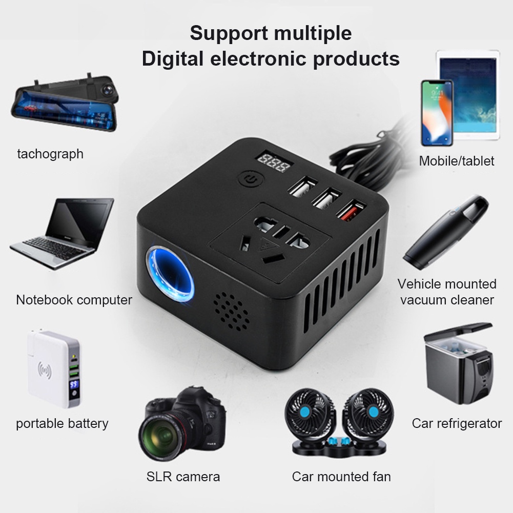 Car INVERTER 12V24V Universal ke 220V Pengisi Daya Cepat Adaptor USB QC 3.0 Power Inverter