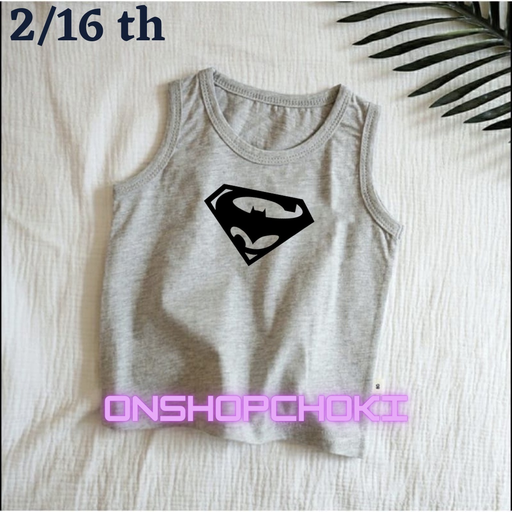 Singlet Anak unisex LOGO BATMEN VS SUPERMEN Usia 2-16 tahun Singlet Anak Anak Pakaian Anak Unisex Cowok/Cewek